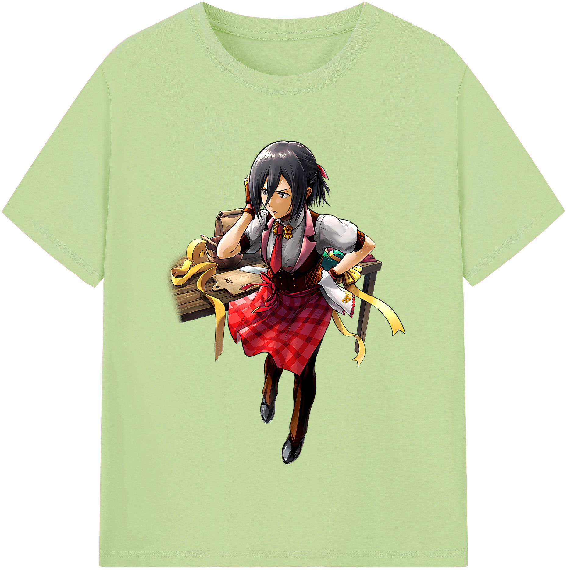 （画像用） 進撃の巨人 ミカサ·アッカーマン Attack on Titan Mikasa Ackerman 綿100％半袖Tシャツ（フロントプリント）